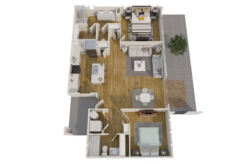 a floor plan of a house with a bedroom and a living room